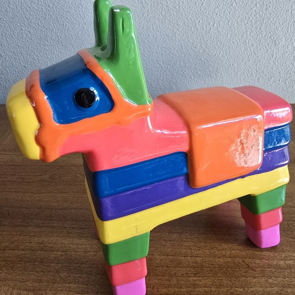 Vintage Kikkerland Piñata Piggy Bank Colorful Ceramic Money Bank Decor - Picture 5 of 9